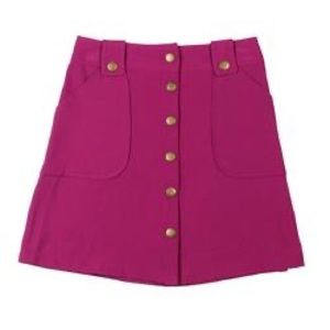 Pink Button Down A Line Skirt